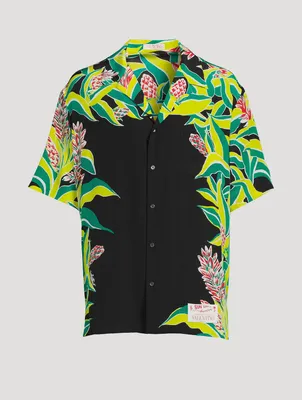 Silk Bowling Shirt Volcano Print