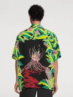 Silk Bowling Shirt Volcano Print