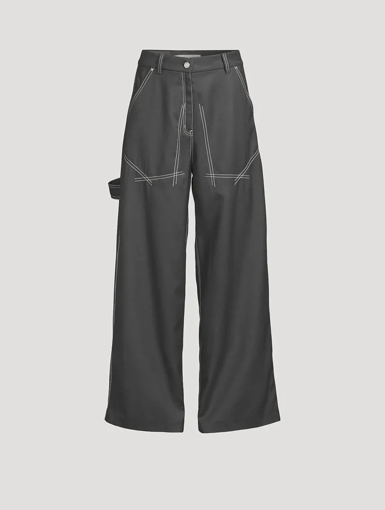 Flannel Wide-Leg Trousers