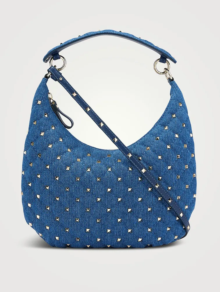 Small Rockstud Spike Denim Shoulder Bag