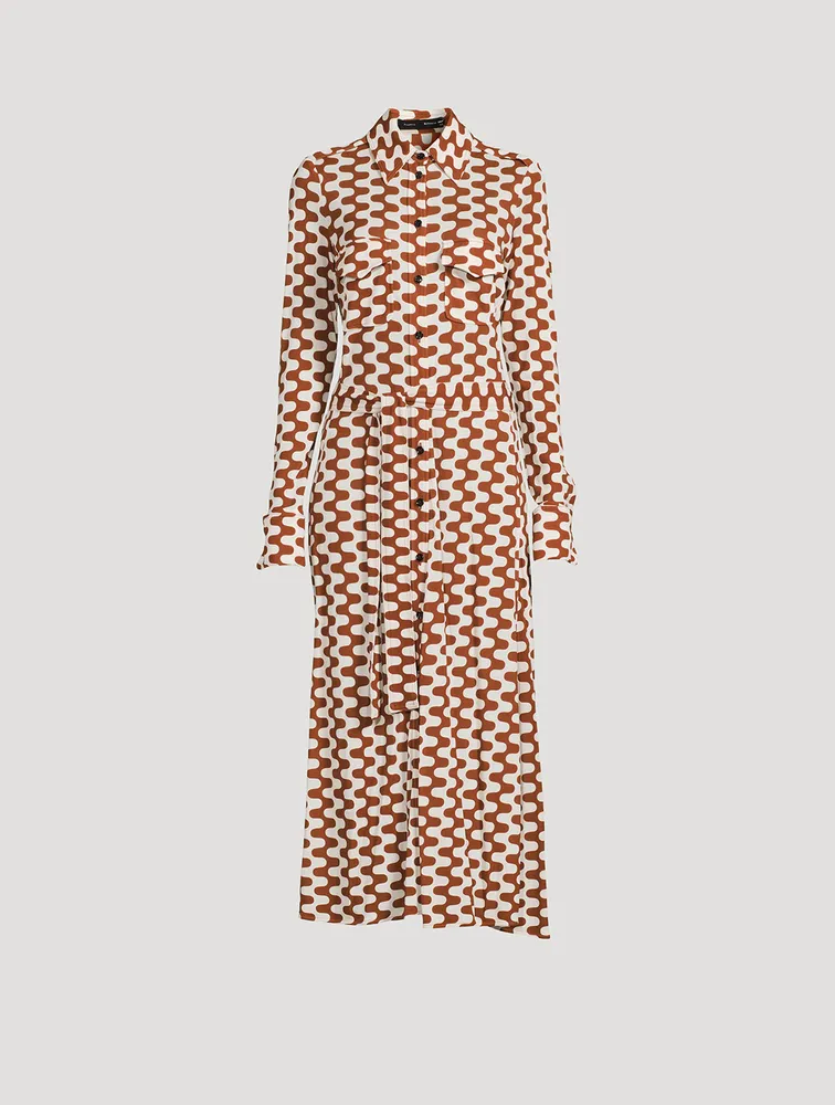 Matte Jersey Shirt Dress Zig-Zag Print