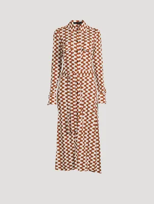 Matte Jersey Shirt Dress Zig-Zag Print