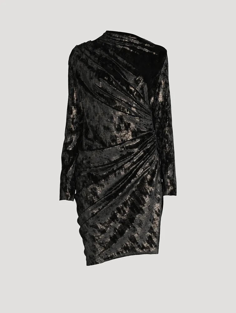 Adua Ruched Velvet Mini Dress