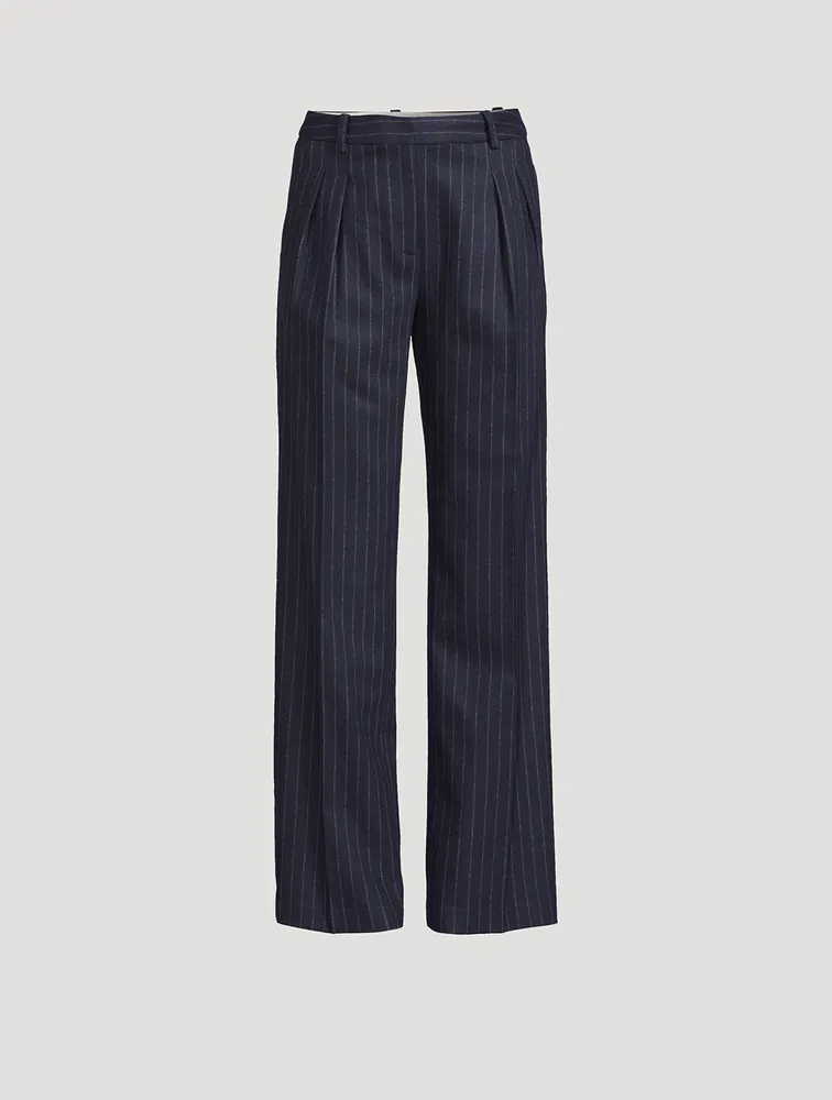 Amoya Wide-Leg Trousers Pinstripe Print