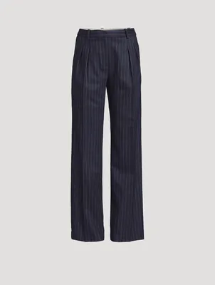 Amoya Wide-Leg Trousers Pinstripe Print