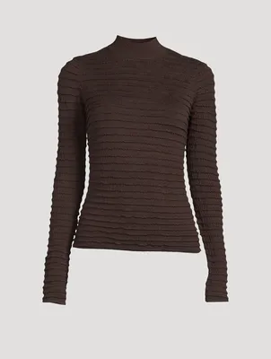 Smocked Mockneck Sweater