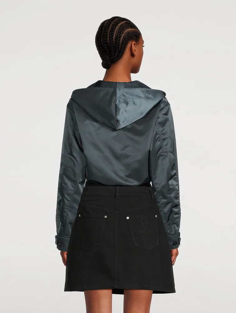 Nylon Long-Sleeve Bodysuit With Hood
