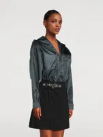 Nylon Long-Sleeve Bodysuit With Hood