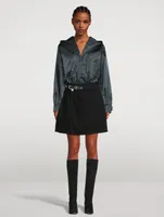 Nylon Long-Sleeve Bodysuit With Hood