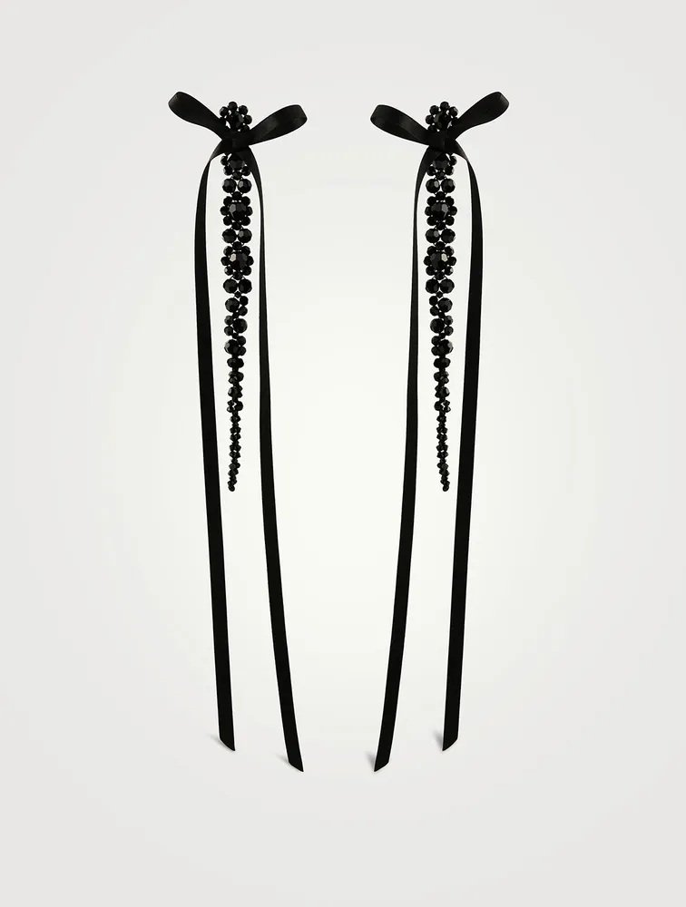 Bow Ribbon Crystal Drip Earring