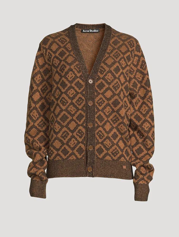 Wool And Cotton Face Tiles Cardigan