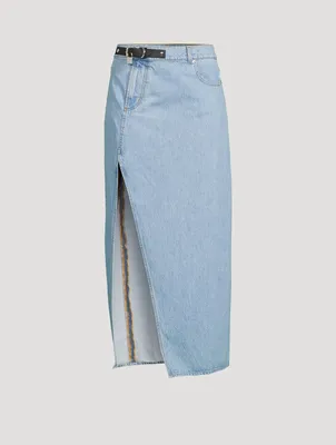 Padlock Denim Maxi Skirt