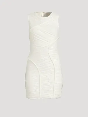 Ruched Mesh Mini Dress