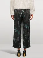 Puvis Silk Wide-Leg Trousers Floral Print