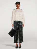 Puvis Silk Wide-Leg Trousers Floral Print