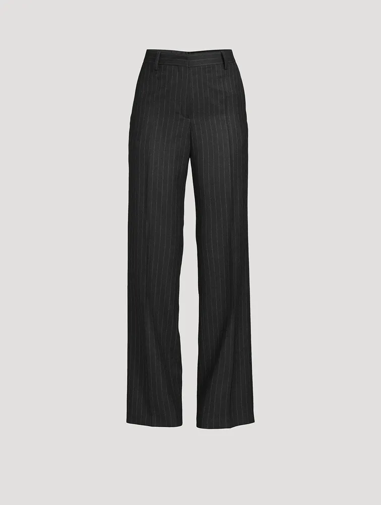 Pulley Wool Pinstriped Pants