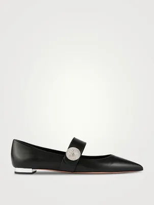 Macaron Leather Mary Jane Ballet Flats