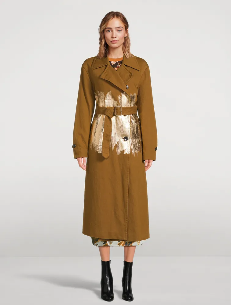 Ronas Trench Coat With Metallic Print
