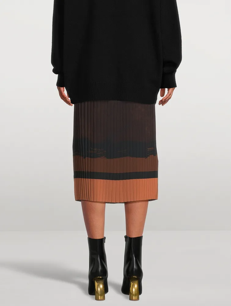 Sarbean Bis Pleated Skirt Brush-Stroke Print