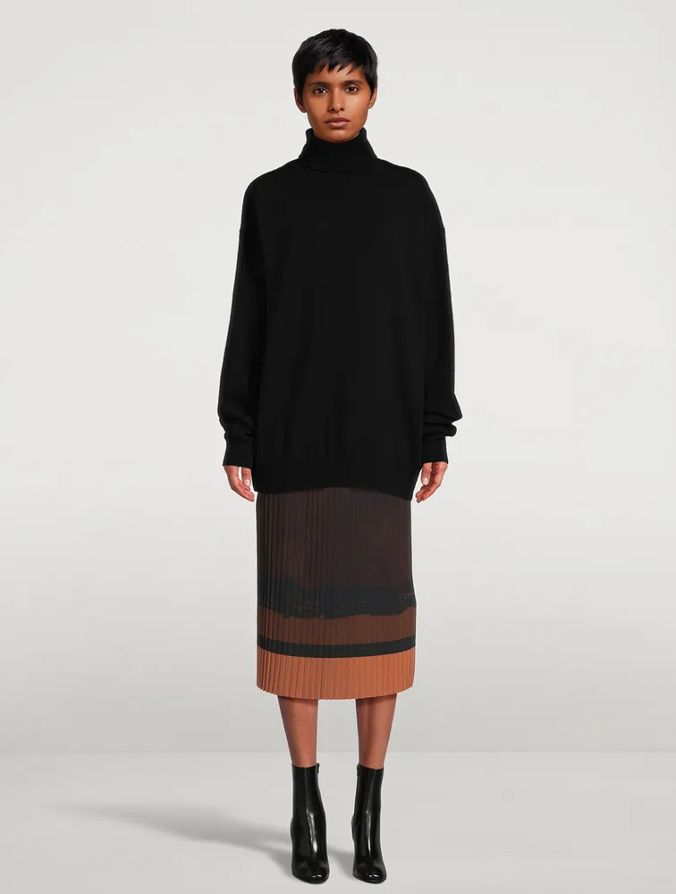 Sarbean Bis Pleated Skirt Brush-Stroke Print