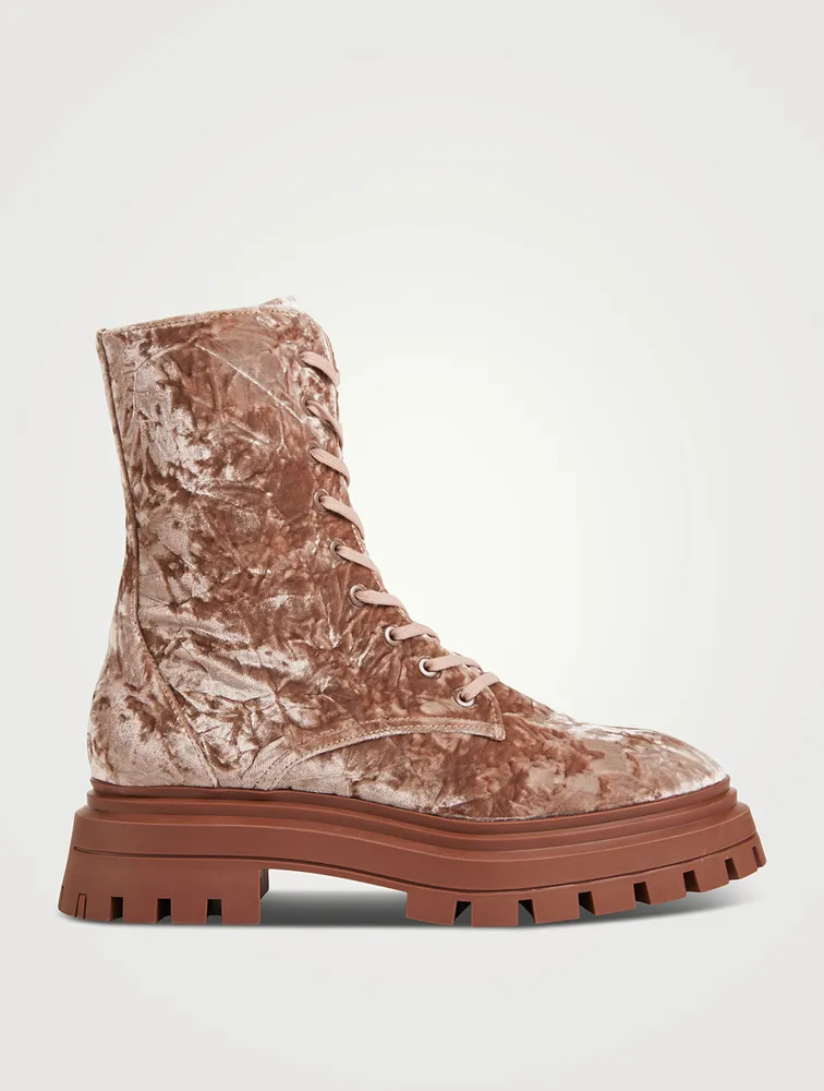 Bedford Velvet Combat Boots