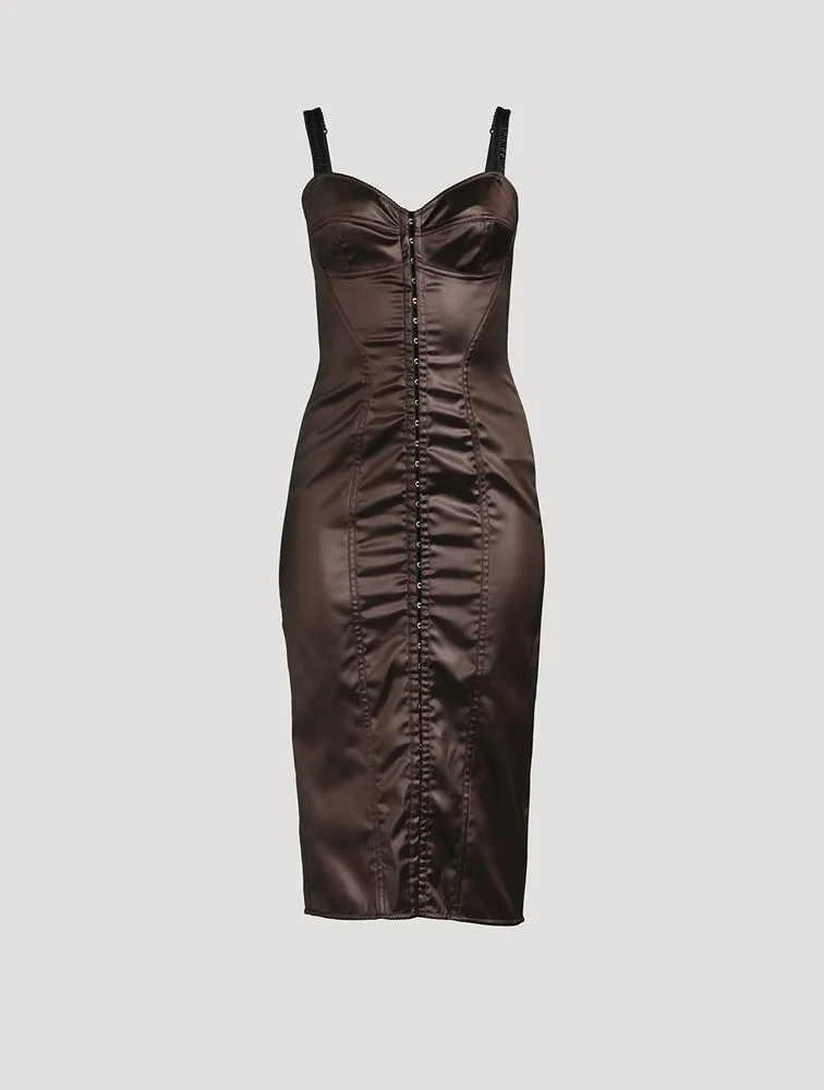 Laminated Corset Midi Dress