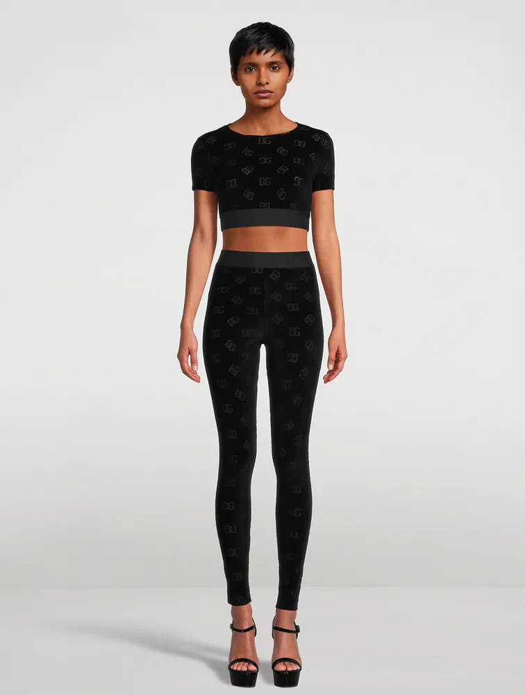 Flocked Jersey Cropped T-Shirt