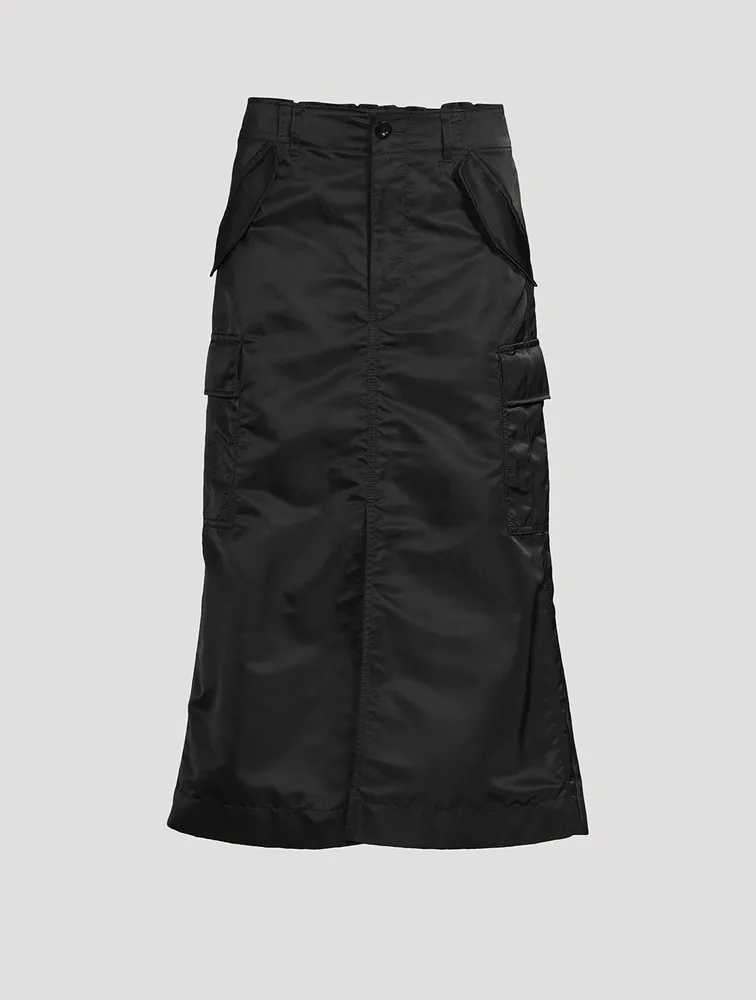 Nylon Twill Cargo Midi Skirt