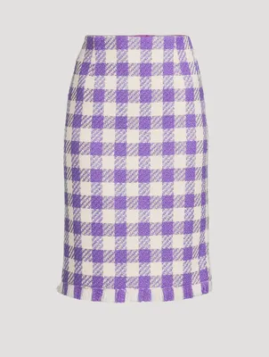 Twill Tweed Check Pencil Skirt