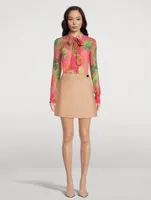 Silk Chiffon Blouse Geranium Print