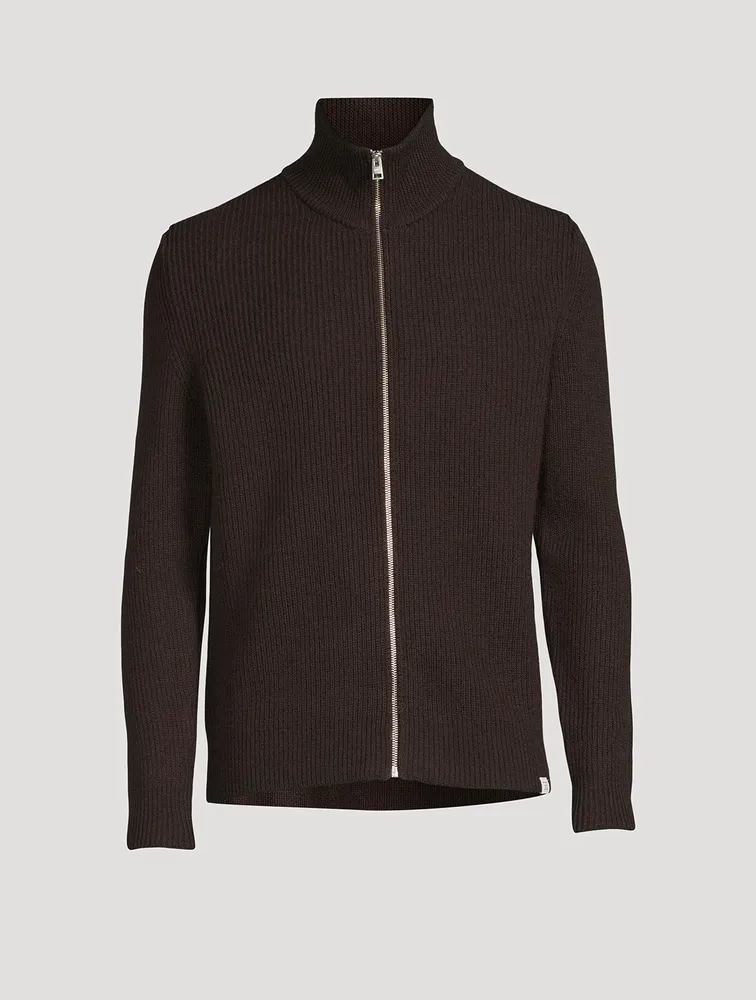 Hagen Wool And Cotton Rib Zip Sweater