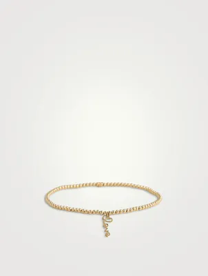 Beaded Bracelet With 14K Gold Tiny Pure Love Charm