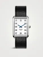 No. 001 Stainless Steel Pebble Grain Leather Strap Watch