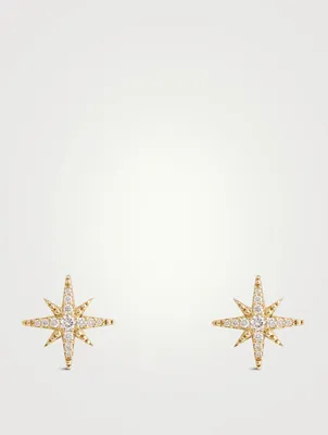 14K Gold Starburst Earrings With Diamonds