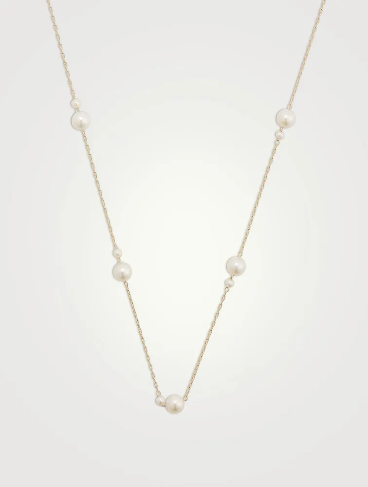 14K Gold Pearl Chain Necklace
