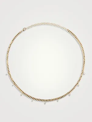 14K Gold Dangling Diamond Choker Necklace