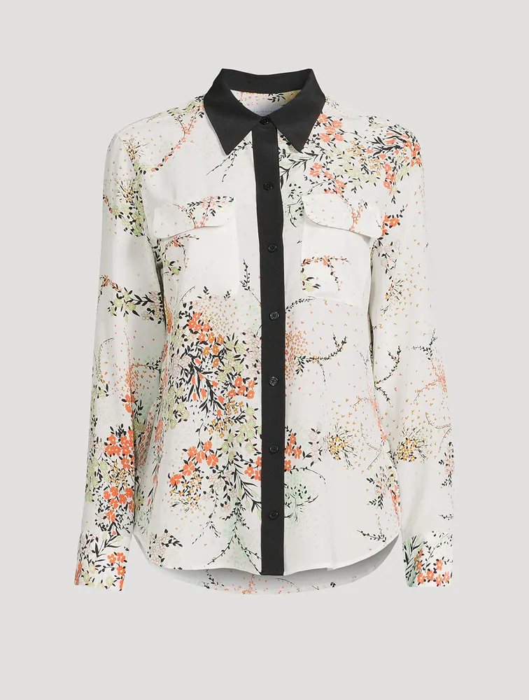 Signature Silk Slim Shirt Floral Print
