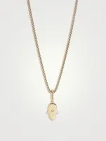 Hamsa Amulet In 18k Yellow Gold With Center Diamond