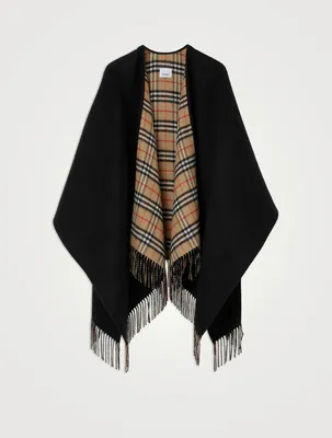 Check Wool Reversible Cape