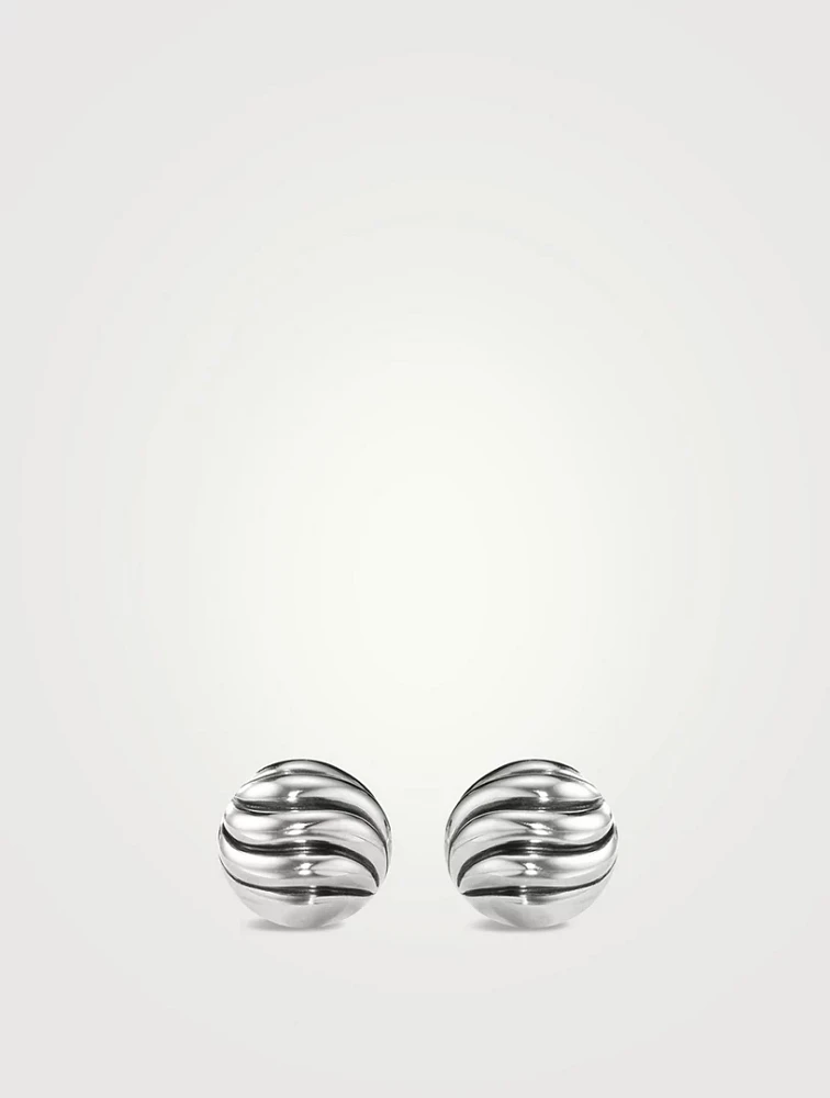 Sculpted Cable Stud Earrings In Sterling Silver, 8mm