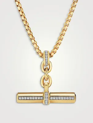Lexington E/w Barrel Pendant In 18k Yellow Gold With Pavé Diamonds