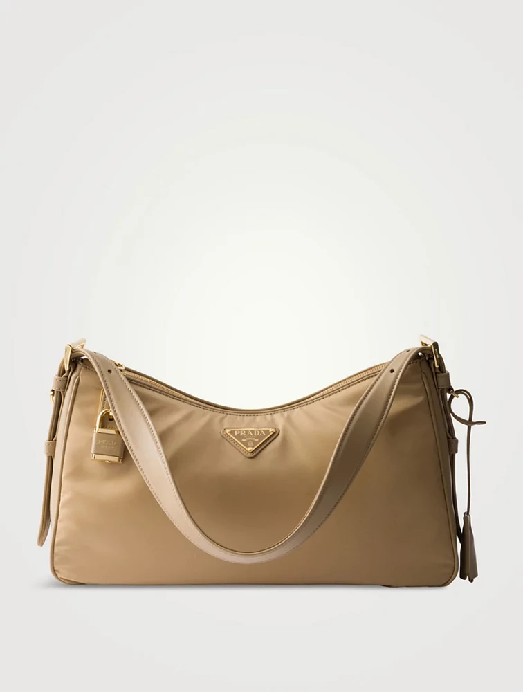 Prada Aimée Large Re-nylon And Leather Shoulder Bag With Padlock