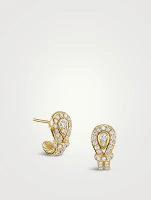 Thoroughbred Loop Huggie Hoop Earrings In 18k Yellow Gold With Full Pavé Diamonds