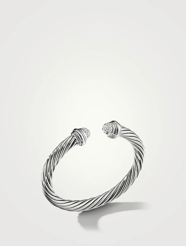 Cable Classics Bracelet Sterling Silver With Pavé Diamond Domes