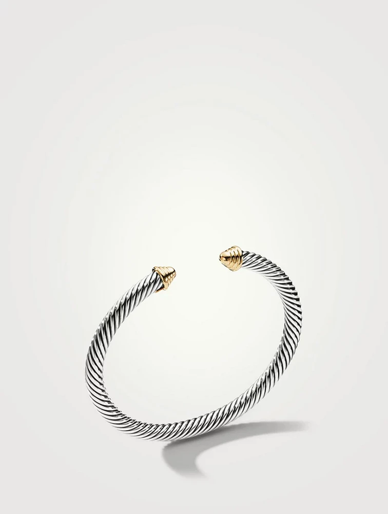 Cable Classics Bracelet Sterling Silver With 14k Yellow Gold Domes