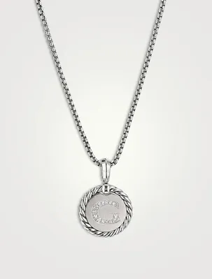 Initial Charm In Sterling Silver With Pavé Diamonds