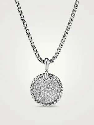 Dy Elements® Disc Pendant In Sterling Silver With Pavé Diamonds