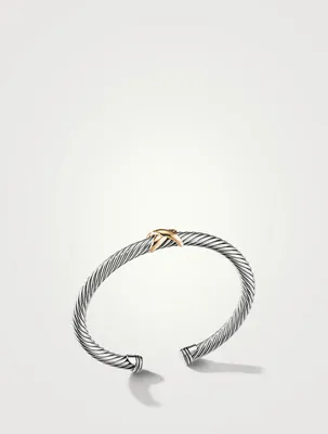 X Station Bracelet Sterling Silver With 14k Yellow Gold