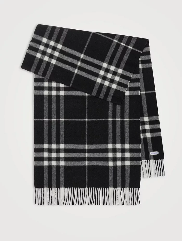 Wide Check Cashmere Scarf