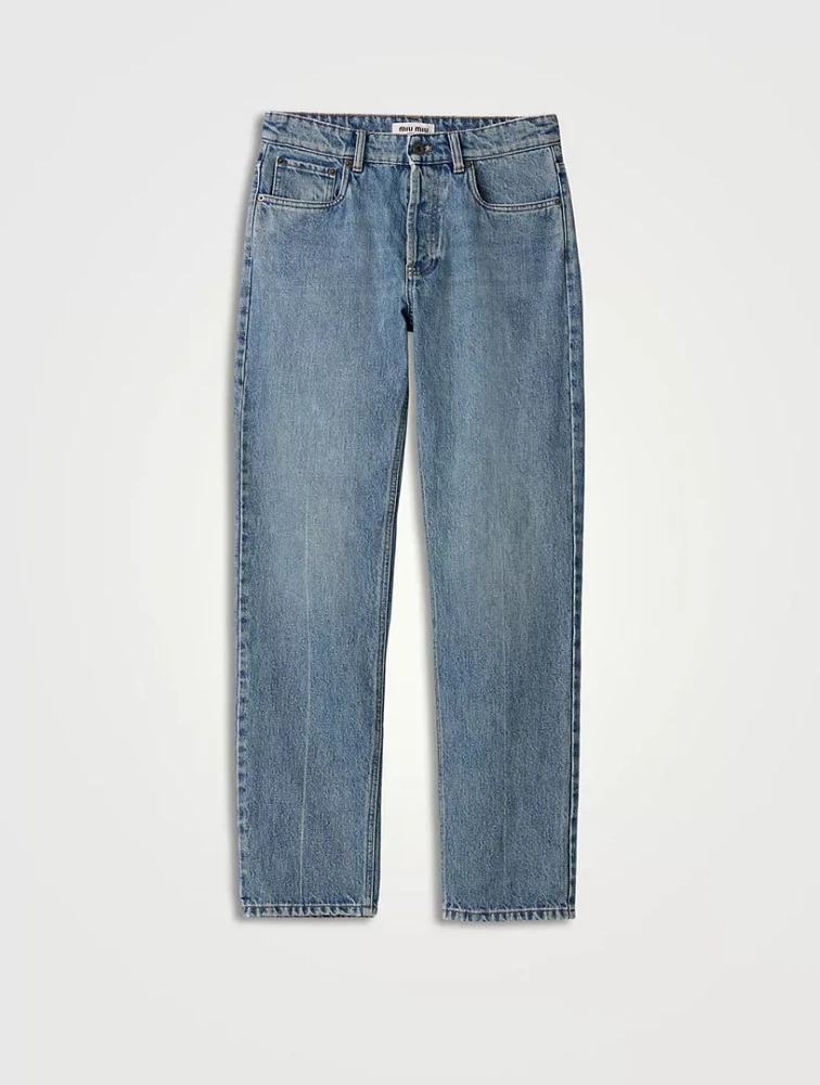 Denim And Poplin Five-pocket Jeans